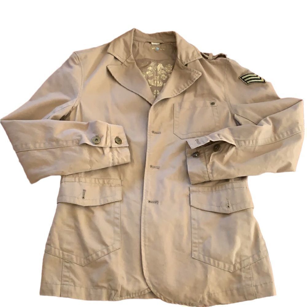 Military Style Beige Twice Lightweight  Jacket Size Medium